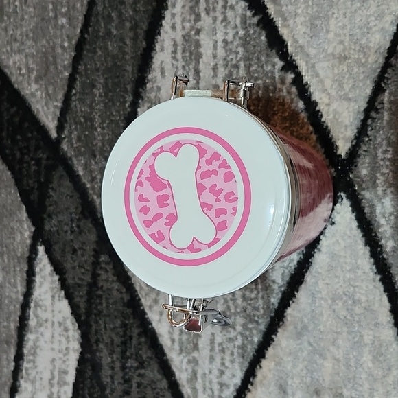 PINK LEOPARD PRINT AIRTIGHT PLASTIC DOG TREAT CONTAINER - Picture 2 of 13